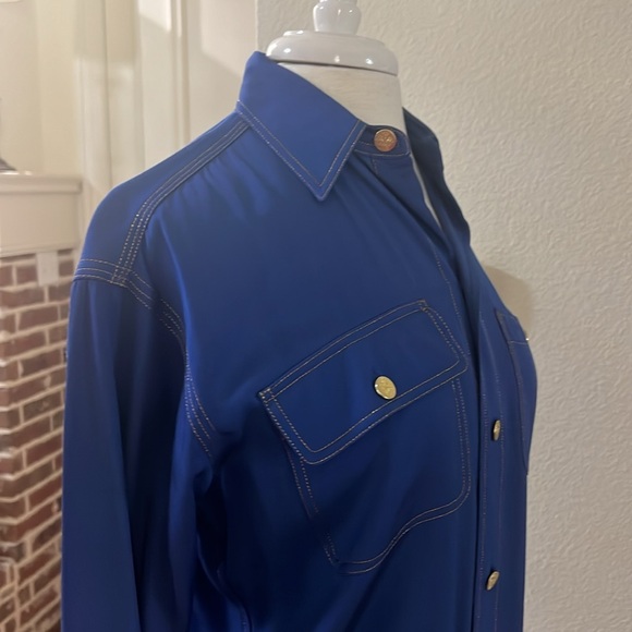Polo Ralph Lauren Designer Glorious Blue with Gold Stitching and Button Detail - Picture 7 of 11